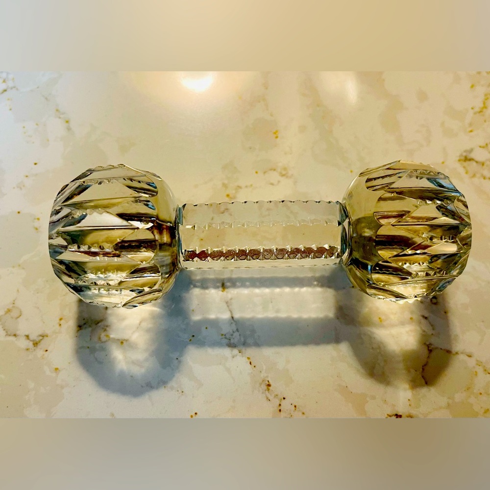 Vintage Crystal Dumbbell Paperweight